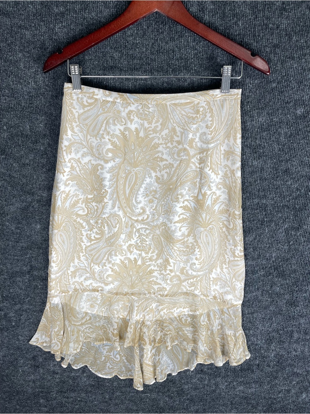Banana Republic Cream and Gold Paisley Midi Skirt